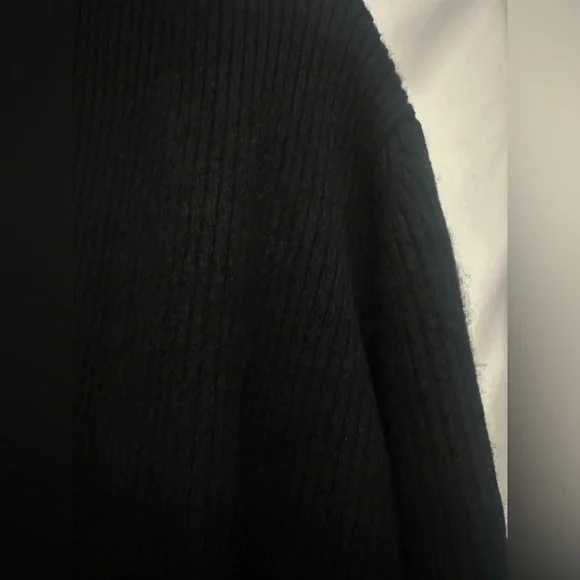 Ravella Winslet Cashmere Cardigan Coat Size Large In Caviar Black Rib Knit - Picture 6 of 8